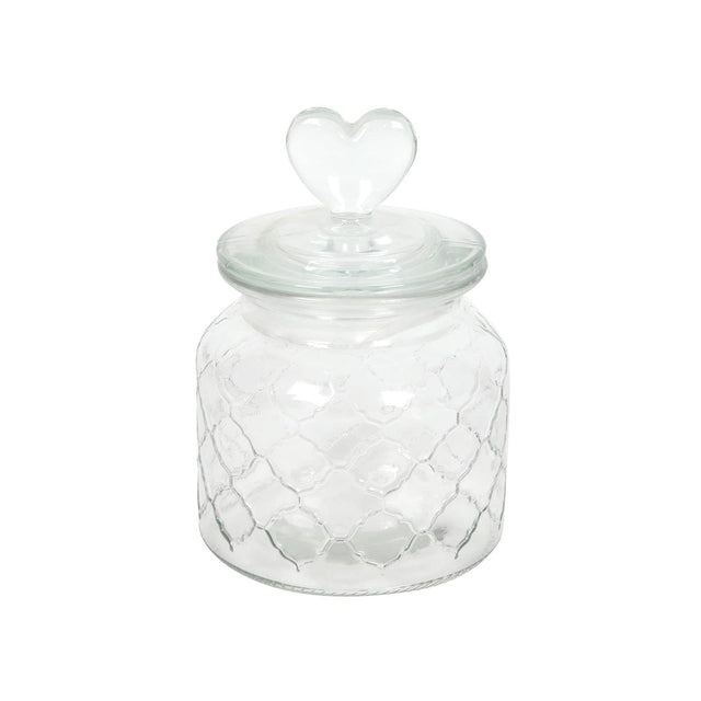 Barattolo portaoggetti cuore in vetro 10,5x17cm