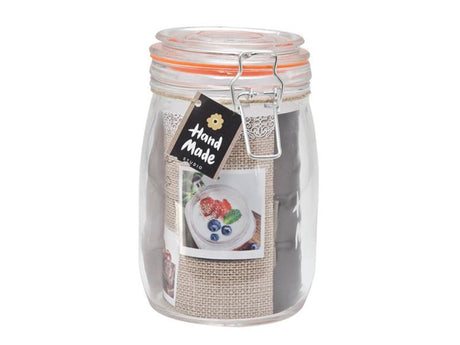 Barattolo per conserve utensili da cucina 1000ml 10,5x17cm con anello in silicone arancione