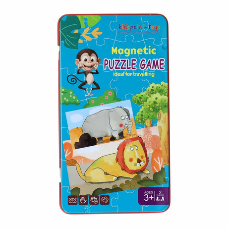 Introduttivo gioco di viaggio magnetico in puzzle di animali in scatola, 18 pezzi.