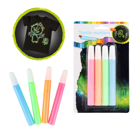Toi-toys squeeze pennarelli per stoffa che si illuminano al buio, 4 pz.