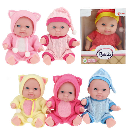 Bambolina Toi-toys con set di vestiti 14 cm rosa chiaro