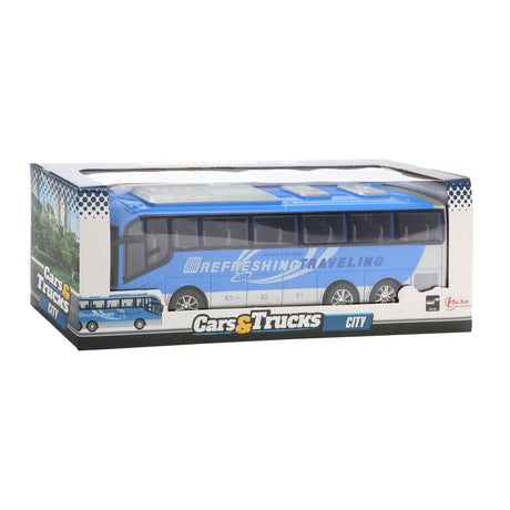 Auto camion vehicool travel bus blu attrito - 32 cm