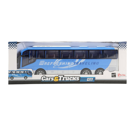 Auto camion vehicool travel bus blu attrito - 32 cm