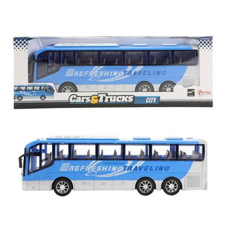 Auto camion vehicool travel bus blu attrito - 32 cm
