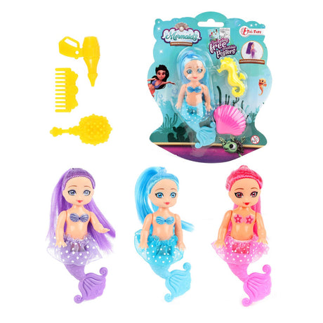 Toi-toys toi giocattoli sirene bambola sirena 12 cm con 2 pettini
