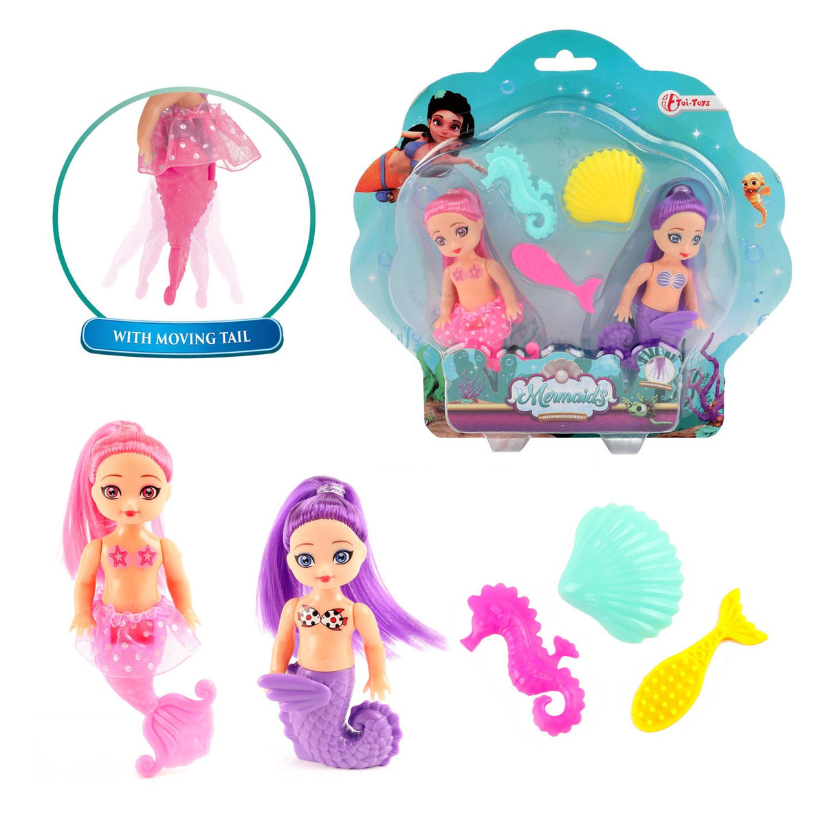 Toi-toys sirene bambola sirena con accessori, 12 cm