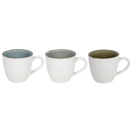Tazza caffè Svenska living colore bianco craquelé goffrato 350ml scatola da 6 pezzi