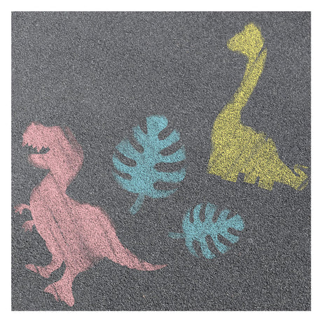 Toi-toys World of Dinosaurs Dino in gesso da marciapiede con stencil, 10 pz.