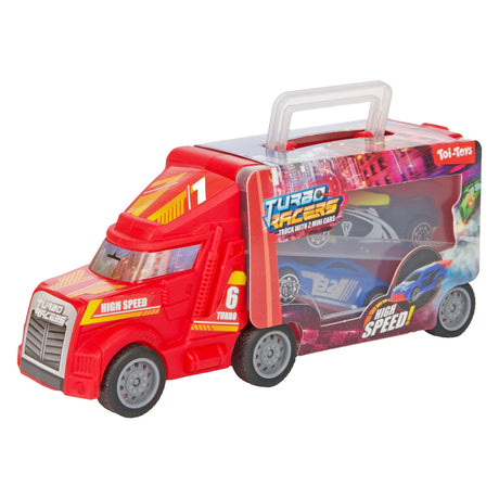 Camion Turbo Racer con auto da corsa, 3 parti.