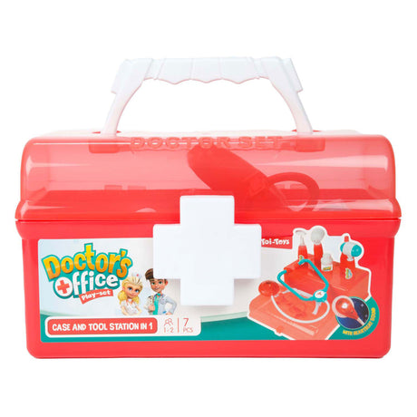 Valigetta da medico Toi-toys rossa con accessori, 7 pezzi.