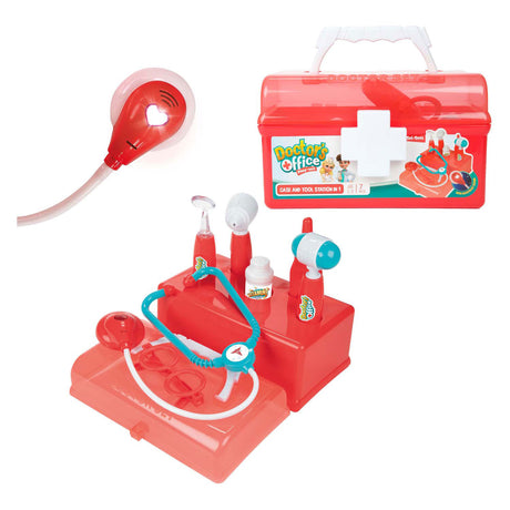 Valigetta da medico Toi-toys rossa con accessori, 7 pezzi.