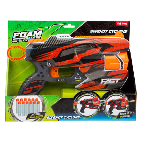 Toi-toys pistola da tiro in schiuma Strikex ciclone a sei colpi con 12 frecce in schiuma