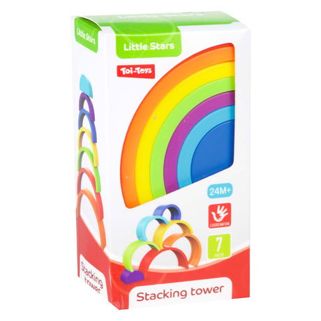 Toi-toys stelline baby torre impilabile arcobaleno, 7 pz.