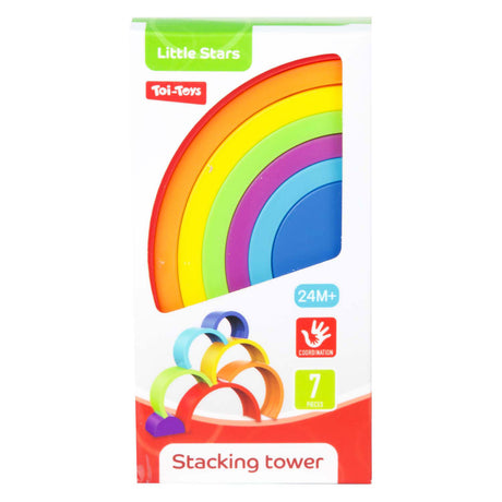 Toi-toys stelline baby torre impilabile arcobaleno, 7 pz.