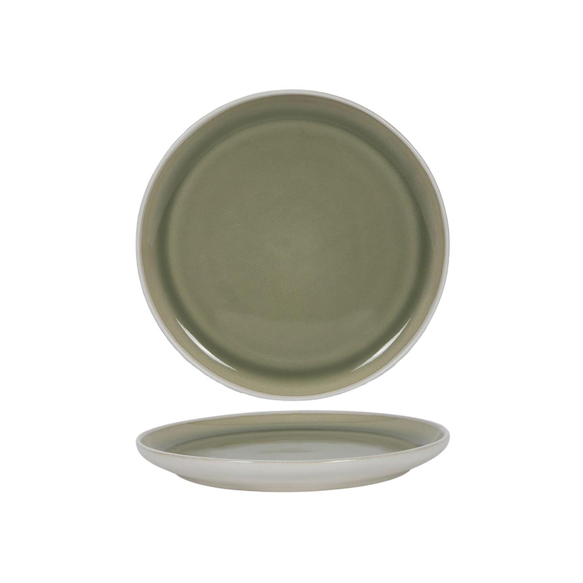 Piatto piano bianco opaco verde ø27cm 6 pezzi