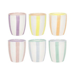 Tazza da caffè righe pastello, scatola da 6 180 ml