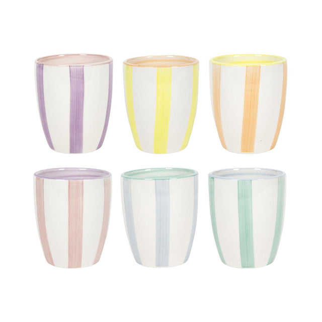 Tazza da caffè righe pastello, scatola da 6 180 ml