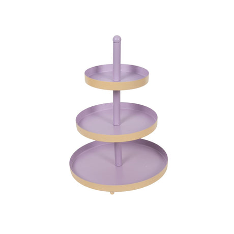 Etagere metallo, 3 strati, ø25*h35cm, lilla corallo | 2 pezzi