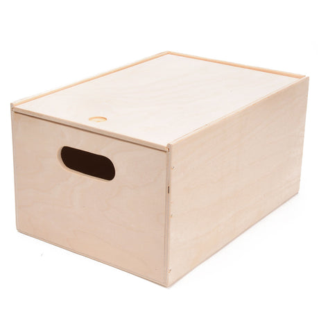 Playwood Small Foot - scatola portaoggetti in legno con coperchio scorrevole rettangolo m - scatola dei giocattoli