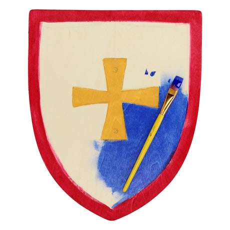 Giocattolo da cavaliere con scudo in legno Playwood con manico per bambini.