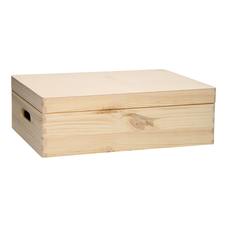Scatola portaoggetti in legno di pino, scatola portagiochi con coperchio a ribalta, colore naturale.