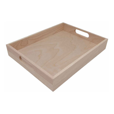 Vassoio in legno Playwood, manico dritto, legno di gomma con bordo dritto