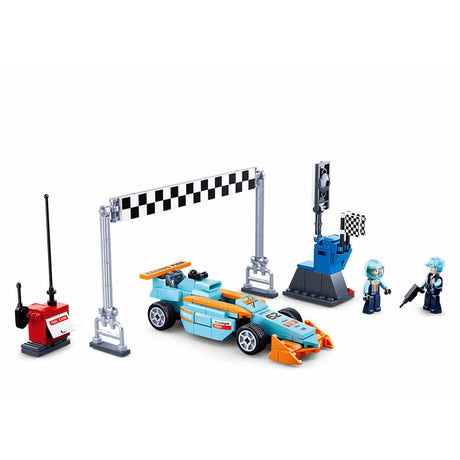 Sluban Racing Team, giocattoli da costruzione per piccoli circuiti per bambini dai 6 anni - scatola da costruzione per giocattoli con 210 blocchi da costruzione - m38-b0762