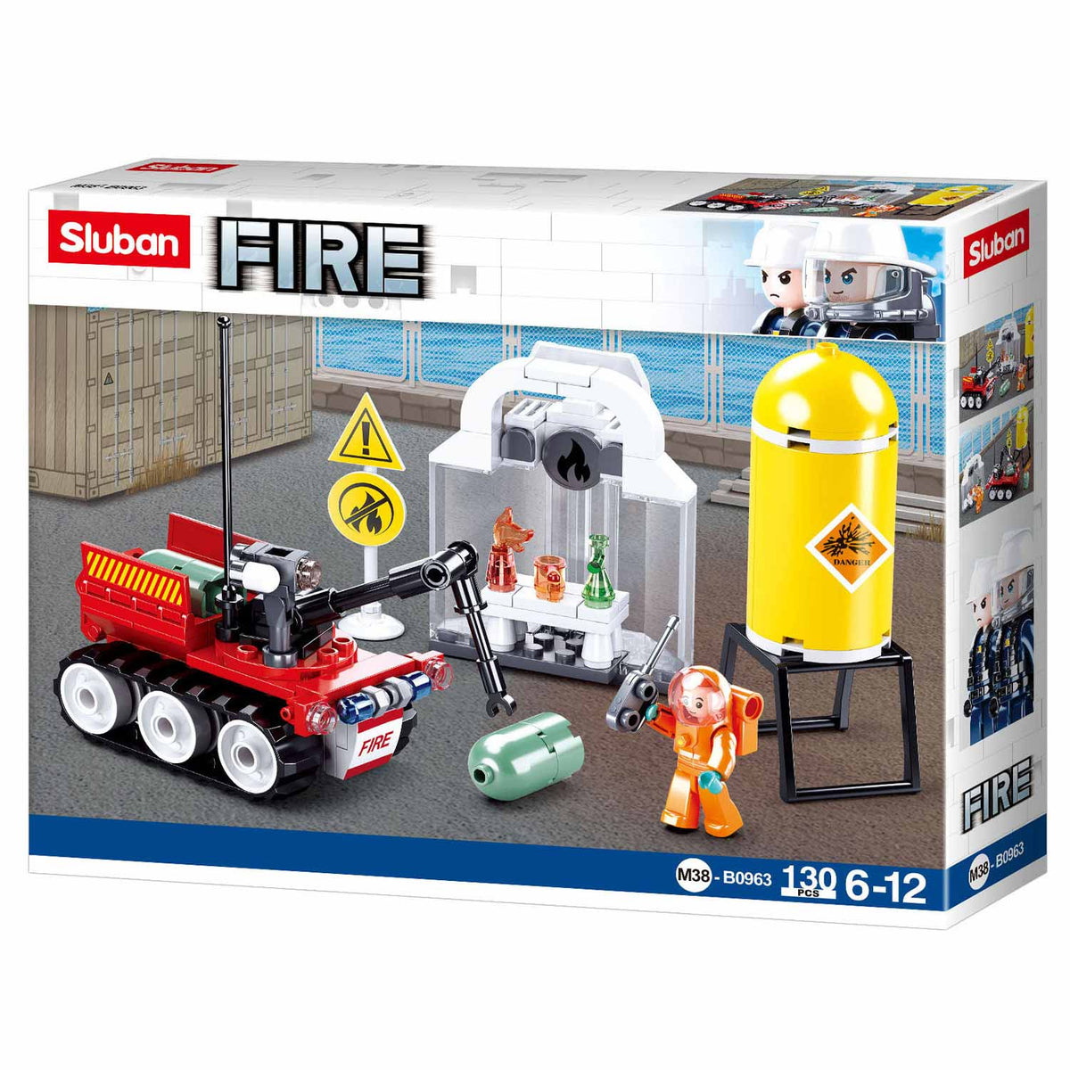 Sluban Robot dei pompieri trapano giocattoli da costruzione per bambini dai 6 anni - giocattoli da costruzione modello di robot dei vigili del fuoco - scatola da costruzione con 130 blocchi da costruzione e 1 minifigure - m38-b0963