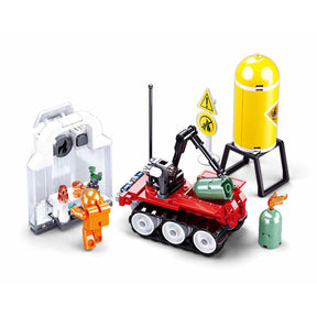 Sluban Robot dei pompieri trapano giocattoli da costruzione per bambini dai 6 anni - giocattoli da costruzione modello di robot dei vigili del fuoco - scatola da costruzione con 130 blocchi da costruzione e 1 minifigure - m38-b0963