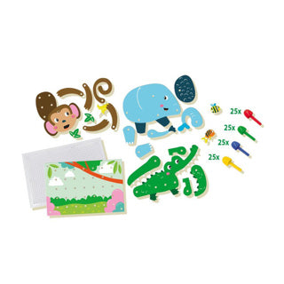 Ses creative ses - puzzle con animali in bacheca a mosaico - con 100 spille in 4 colori - riutilizzabile più e più volte