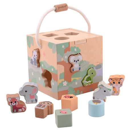 Jouéco selezionatore di forme the wildies family junior 16 cm legno 12 pezzi