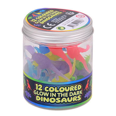 Johntoy personaggi giocattolo dinosauri colorati che si illuminano al buio, 12 pezzi.