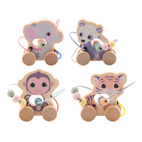 Joueco The Wildies Wooden Animal con perline