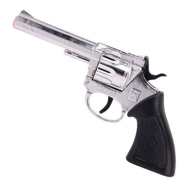 Pistola Johntoy wicke rodeo 198mm, 100 colpi, cromata, confezionata in scatola