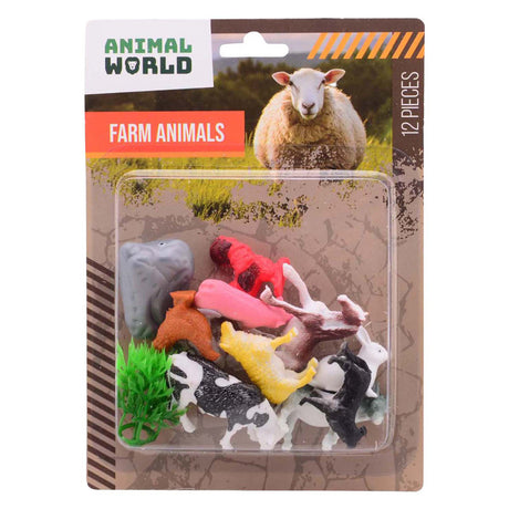 Johntoy Animal World - set da gioco con animali della fattoria da 12 pezzi su carta