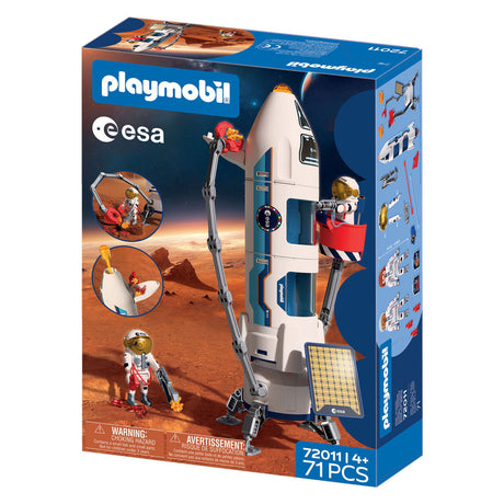 Playmobil Space Esa Mars Research Rocket | razzo modulare con rampa di lancio e 2 astronauti | set di giocattoli spaziali di alta qualità | per bambini dai 4 anni | 72011