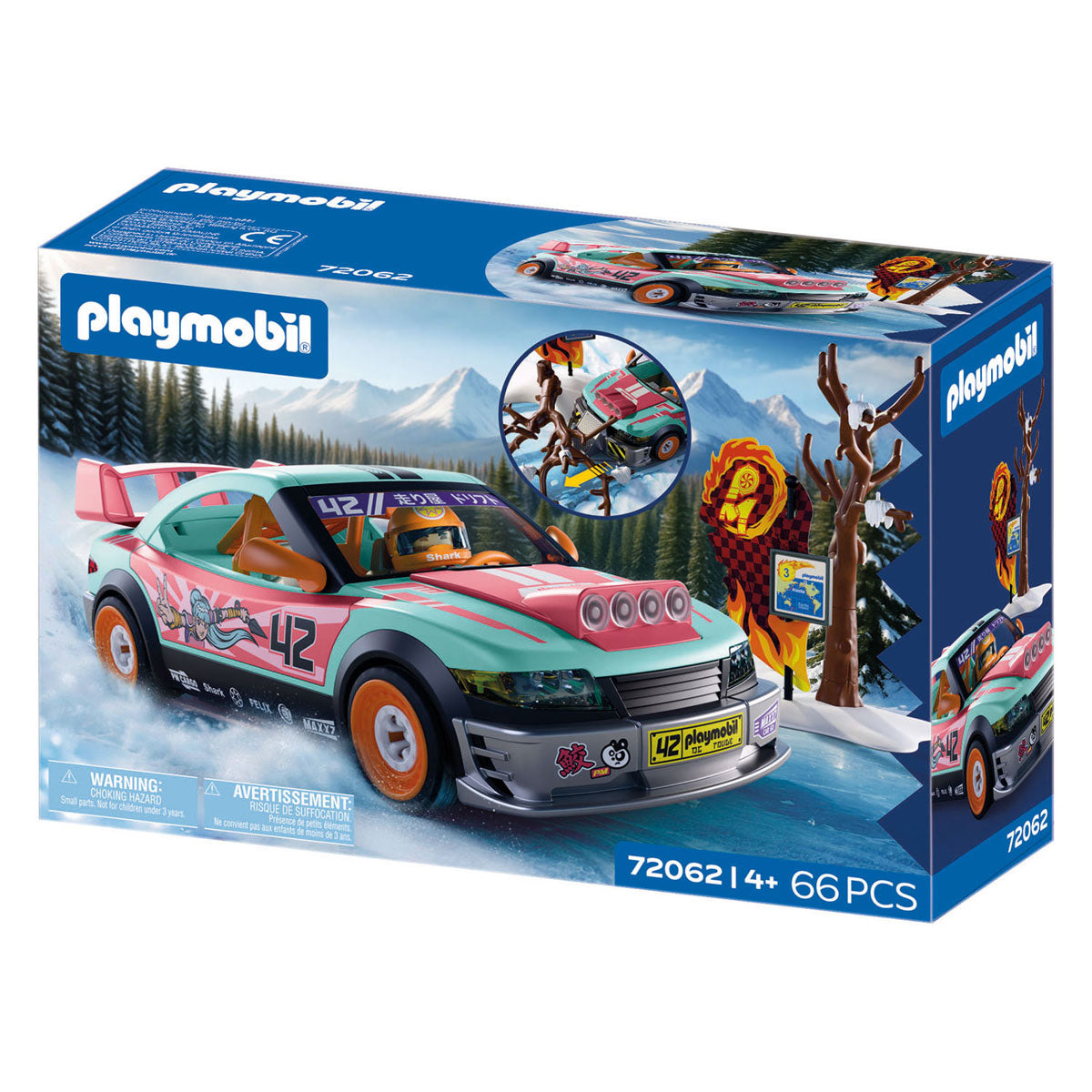Playmobil – 72062 – Set da gioco per auto da corsa – 68 pezzi – Azione sportiva
