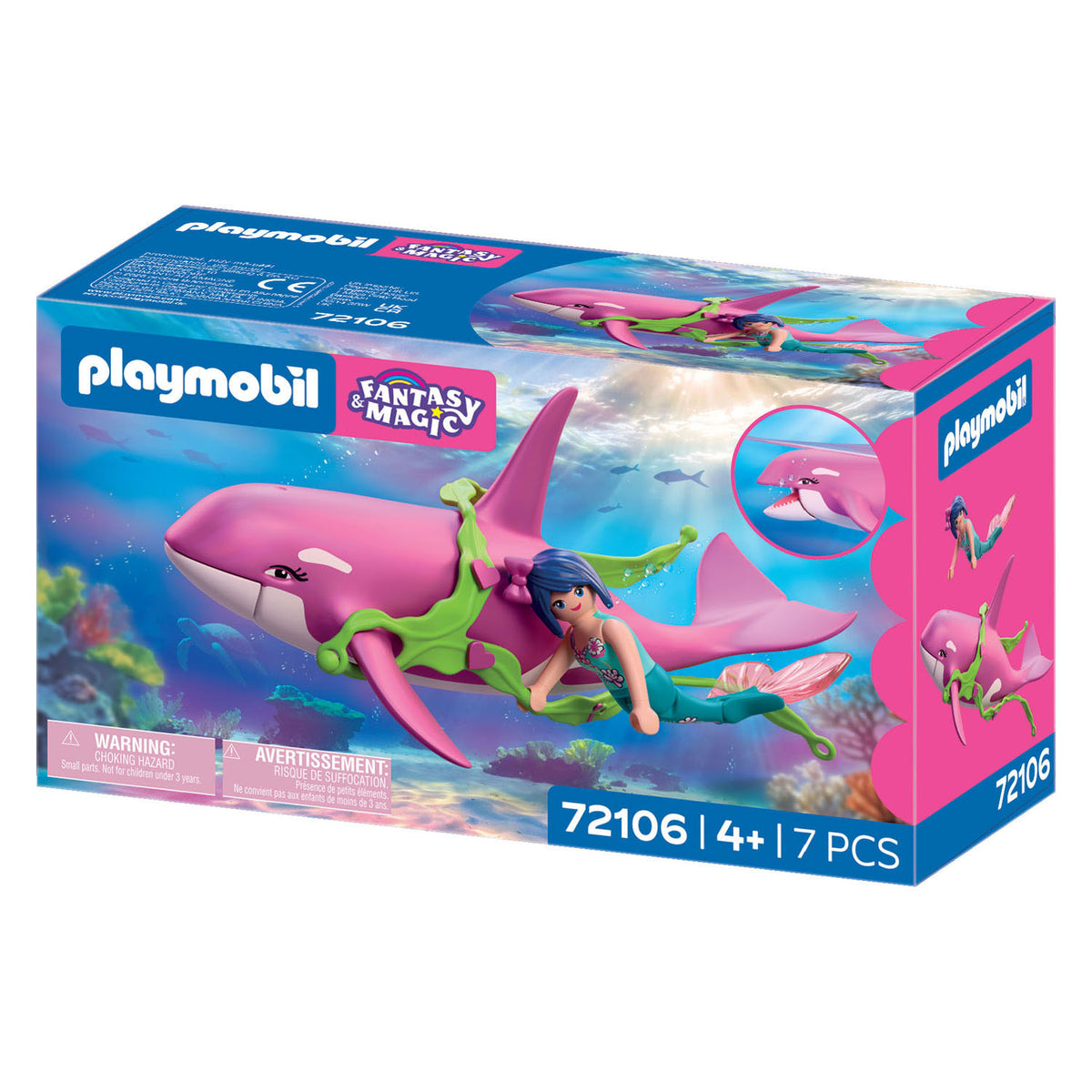 Giocattolo magico dell'orca assassina Playmobil Fantasy con sirena e accessori.