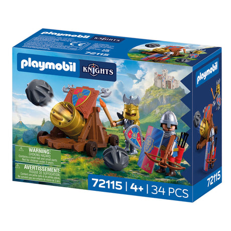 Playmobil knights set da gioco cavaliere con cannone e accessori - 72115.