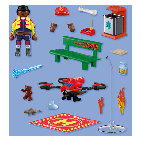 Playmobil city action brandweer blusdrone speelgoed met waterkanon.