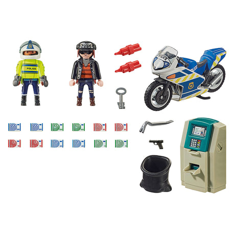 Playmobil City Action - Motocicletta della polizia: giocattolo da costruzione all'inseguimento del ladro di denaro (70572)