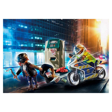 Playmobil City Action - Motocicletta della polizia: giocattolo da costruzione all'inseguimento del ladro di denaro (70572)