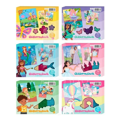 Set sportivo artigianale in mosaico glitterato