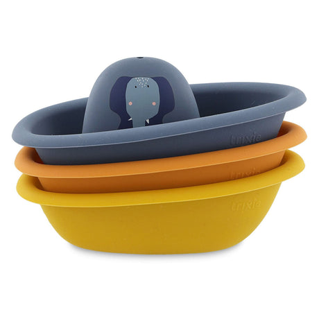 Barche da bagno impilabili Trixie - 3 pezzi - giocattoli da bagno in silicone - giocattoli galleggianti per bambini piccoli - dai 6 mesi