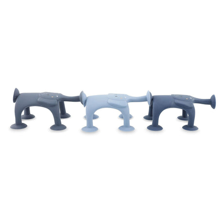 Trixie Gioco di animali con ventose - Mrs. Elefante - Set divertente da bagno in silicone da 3 pezzi - blu