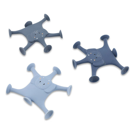 Trixie Gioco di animali con ventose - Mrs. Elefante - Set divertente da bagno in silicone da 3 pezzi - blu
