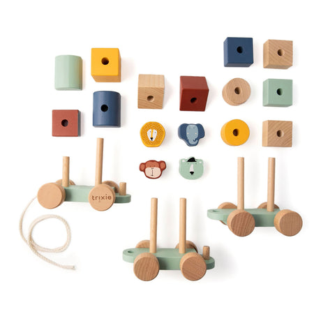 Trixie giocattoli in legno - treno degli animali - con mattoncini - set trenino con mattoncini - da 1,5 anni - per ragazzi e ragazze - fsc