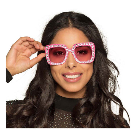 Occhiali da festa Boland bling bling rosa brillante