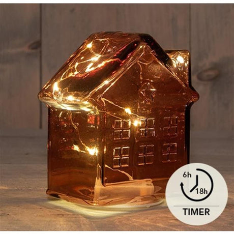 Collezione Anna's casa 10led vetro 3xaaa batteria con timer 12,5x7,5xh14cm bordeaux