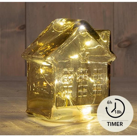 Collezione Anna's casa 10led vetro 3xaaa batteria con timer 12,5x7,5xh14cm ambra
